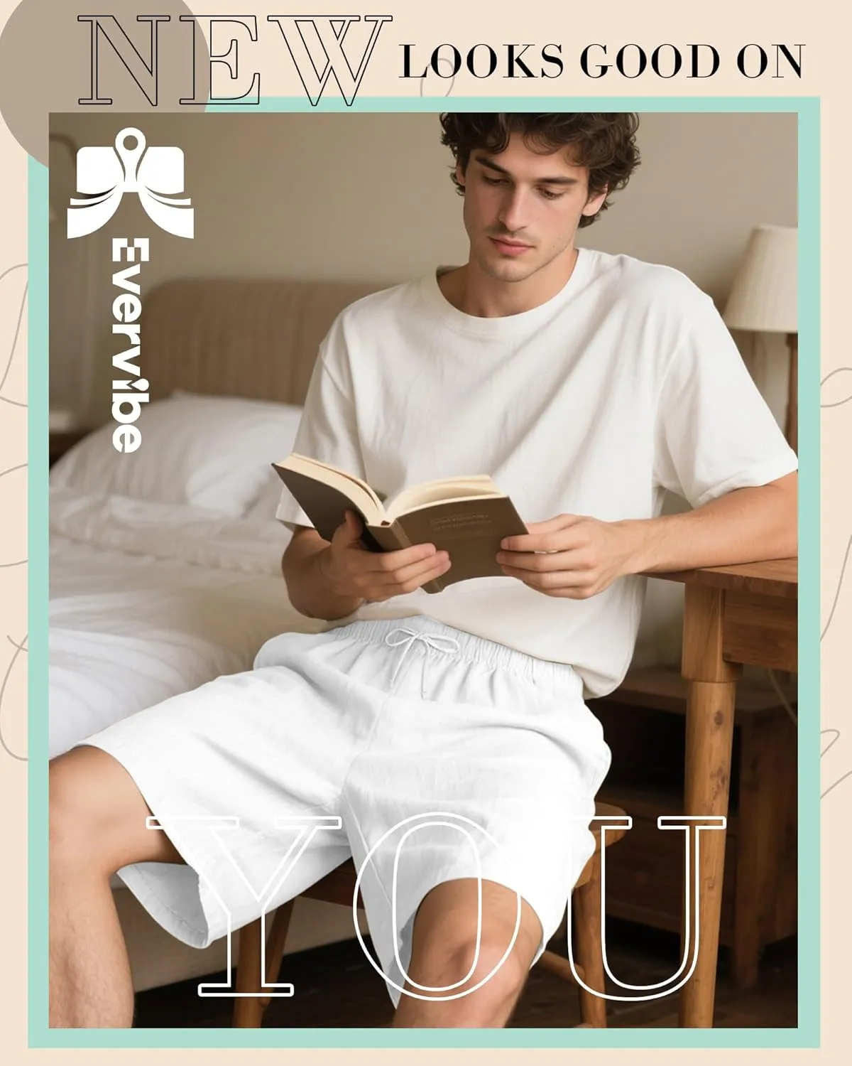 3 Pack Men's Cotton Linen 9" Inseam Shorts Drawstring Elastic Waist Beach Casual Summer Bermuda with Pockets