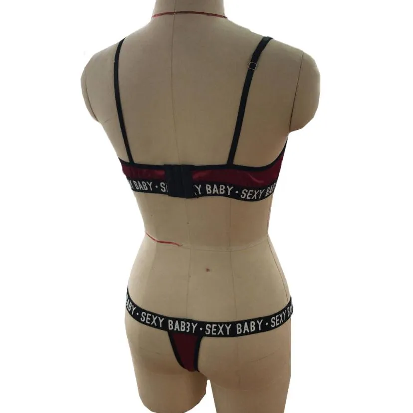 3Xl Plus Size Sexy Lingerie Set Bralette Women Bra Letter Print Lace Patchwork Underwear Sets And Panty