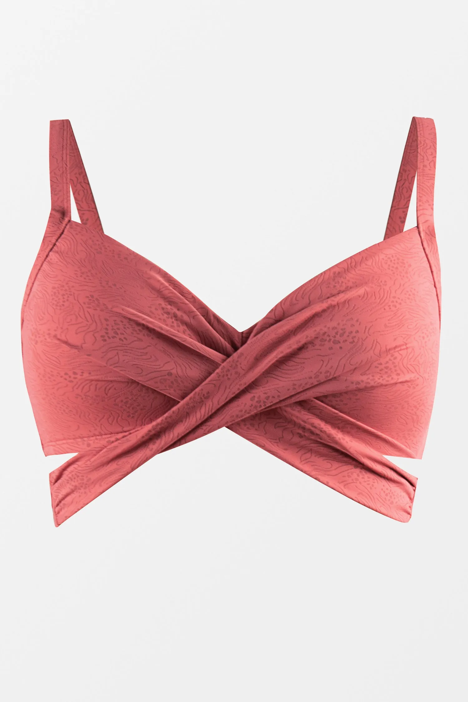 Abstract Texture Wrap Front Plus Size Bikini Top