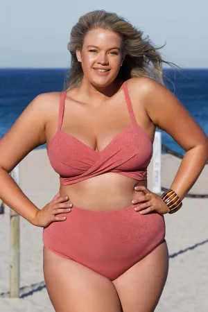 Abstract Texture Wrap Front Plus Size Bikini Top