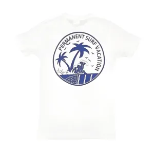 Aloha Days PERMANENT VACATION Made in Hawaii S-XL White Navy