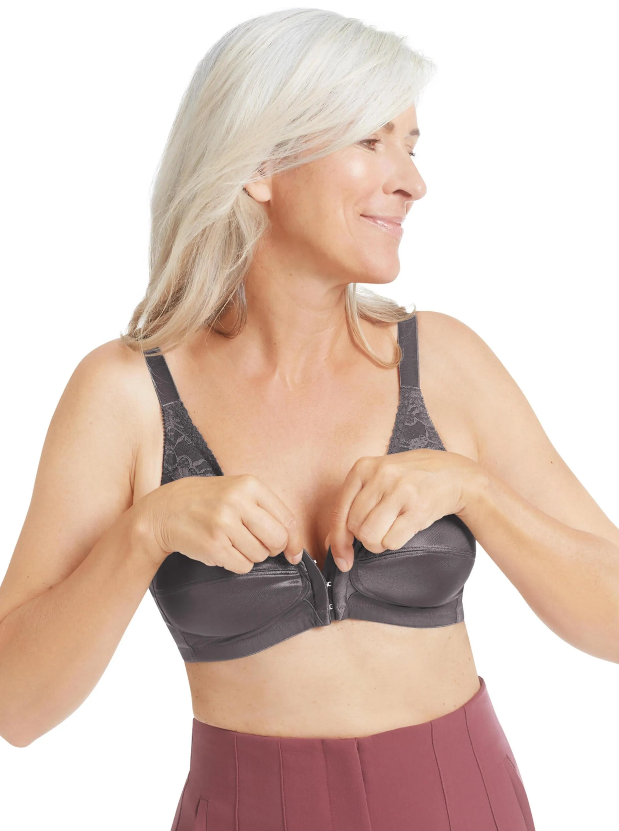 Amoena Nancy Front Fastening Mastectomy Bra - Dark Grey