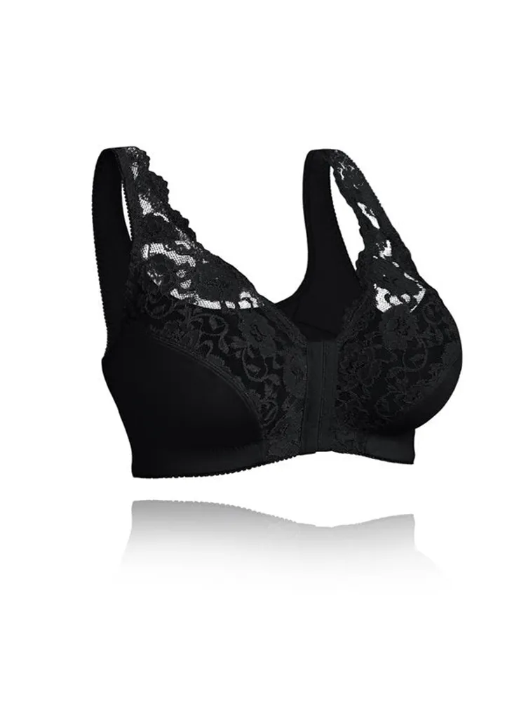 Breathable Lace Front Close Wire-free Bra