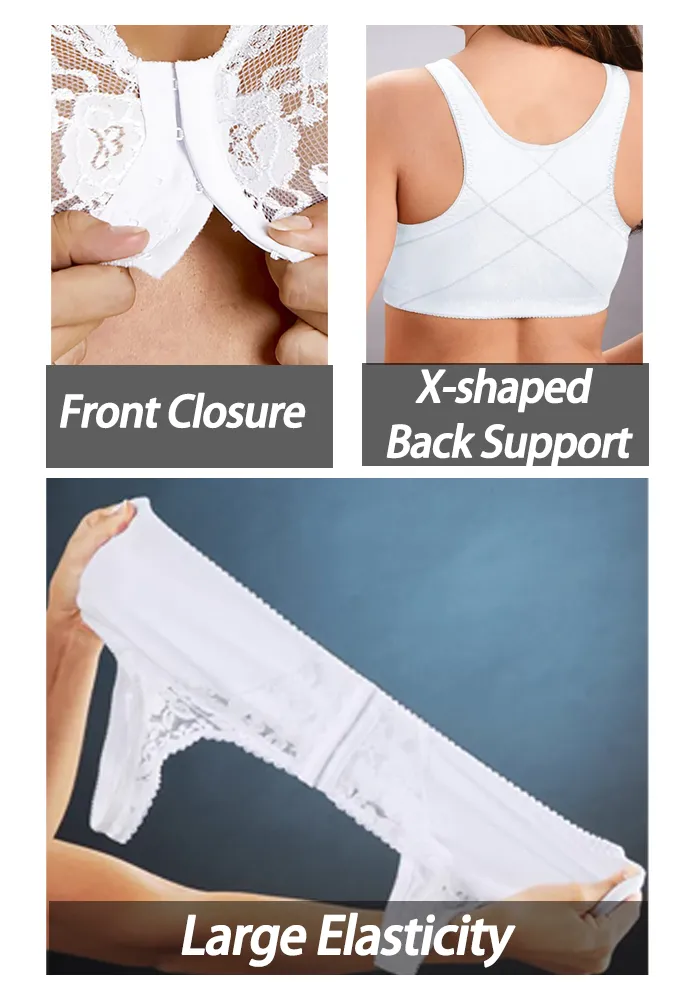 Breathable Lace Front Close Wire-free Bra