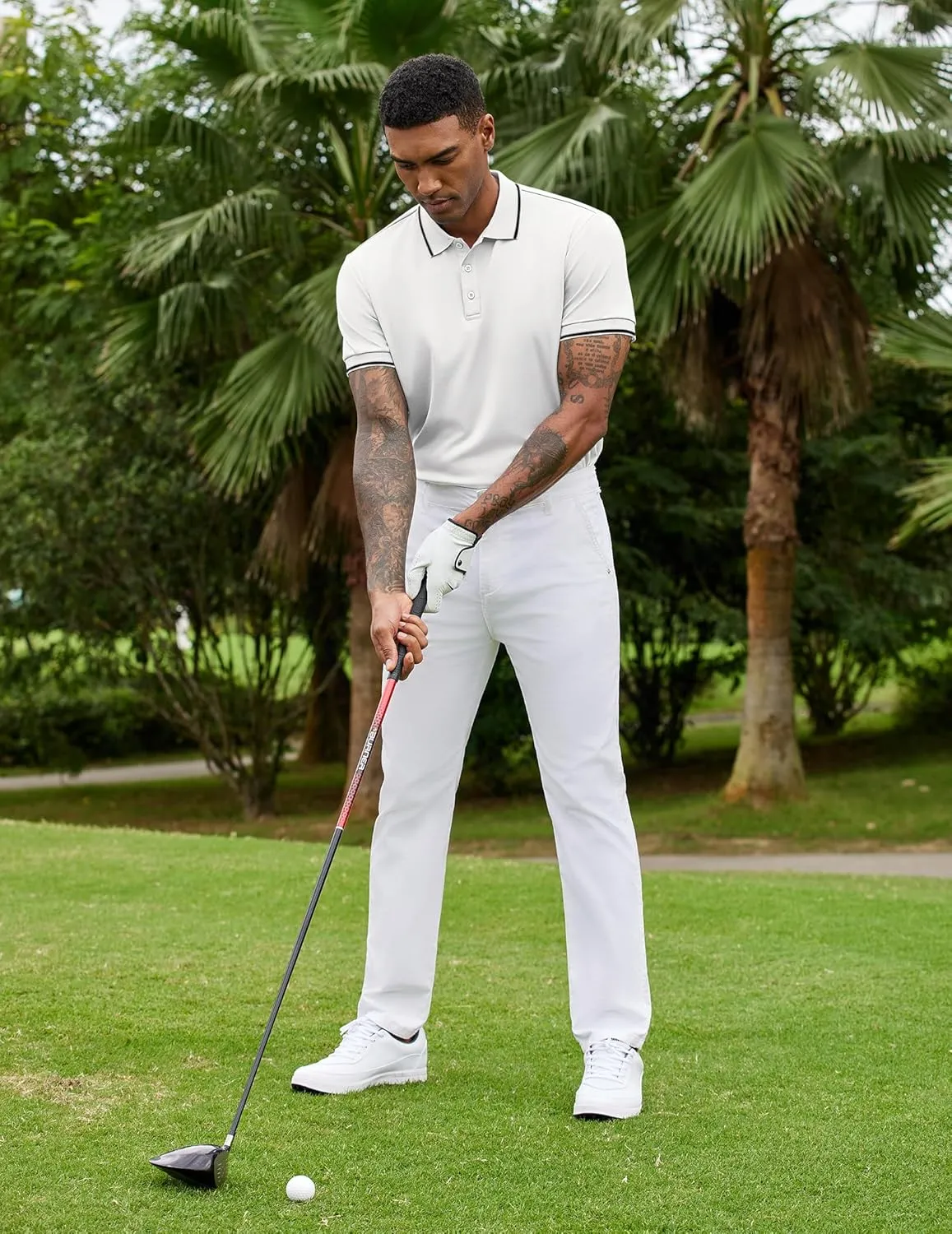 COOFANDY Mens Polo Shirts Short Sleeve Golf Polo Button Pullover Casual Contrast Color Basic T Shirt Ribbed Collar