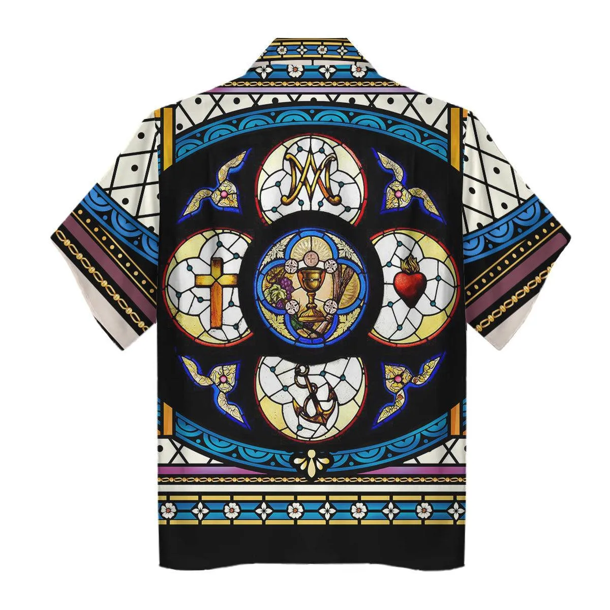 Crucifixion of Christ Stained Glass Hawaiian Shirt