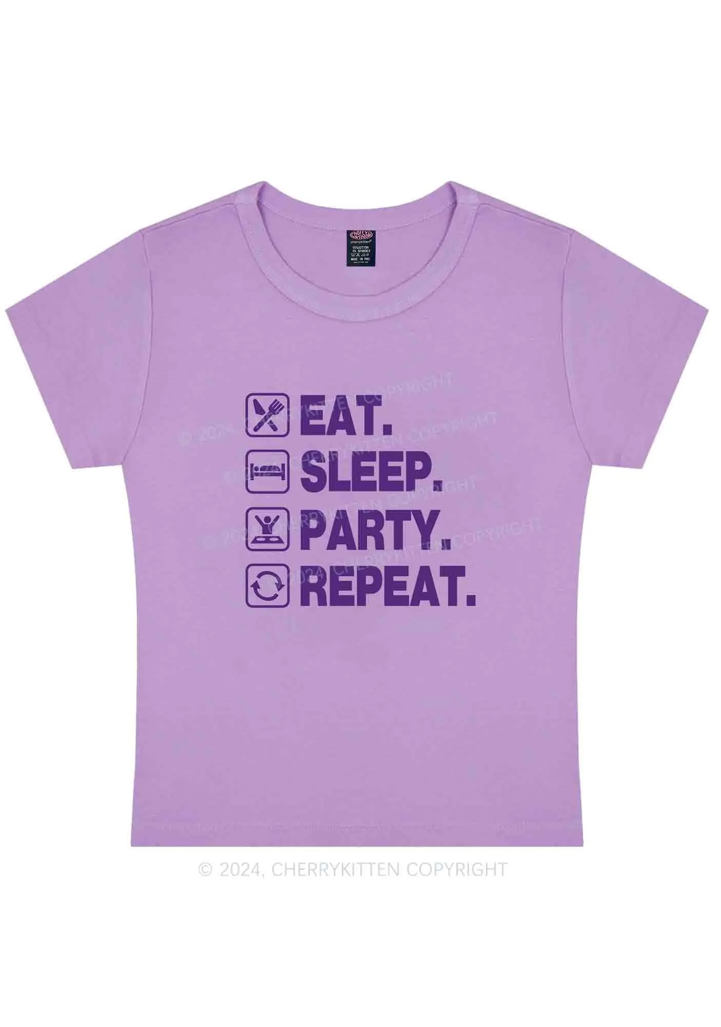 Curvy Eat Sleep Party Repeat Y2K Baby Tee Cherrykitten