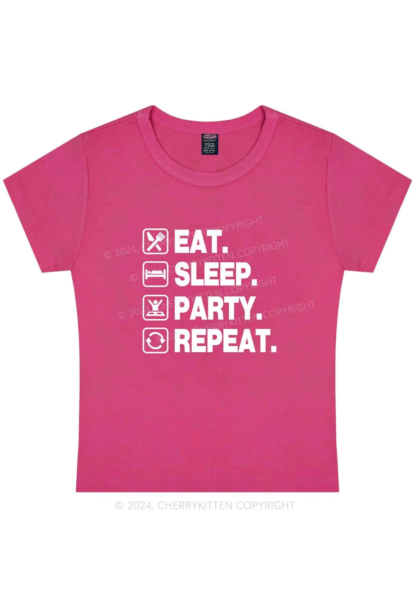 Curvy Eat Sleep Party Repeat Y2K Baby Tee Cherrykitten