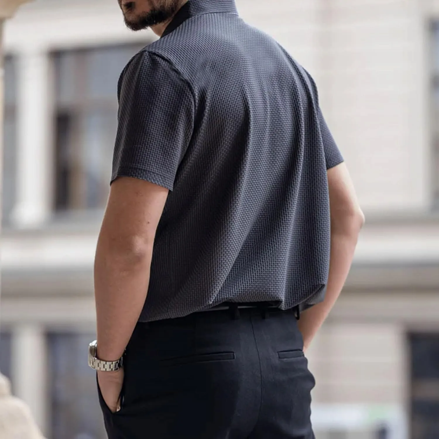 Elavure - The Prestigio Polo Shirt, Men's Short Sleeve Solid Stretch Cotton Pique Polo Shirt Quick Dry Casual Workout