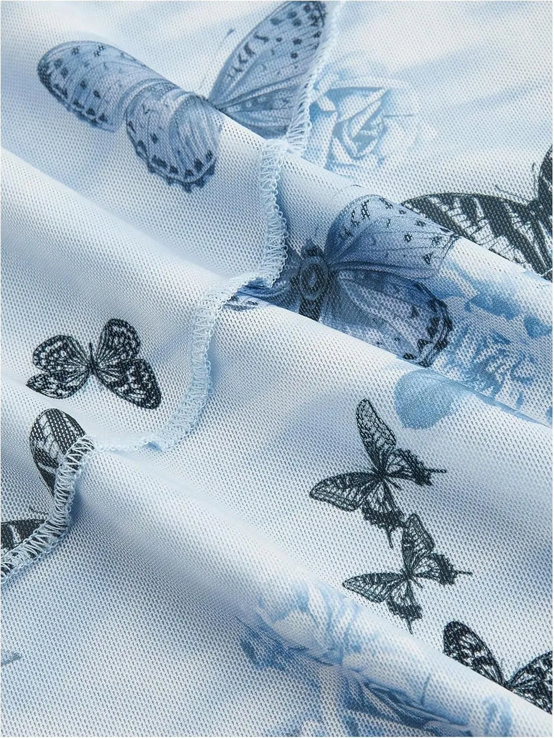 Floerns Women's Butterfly Print Ruched Beach Dress Asymmetrical Hem Cami Short Dress