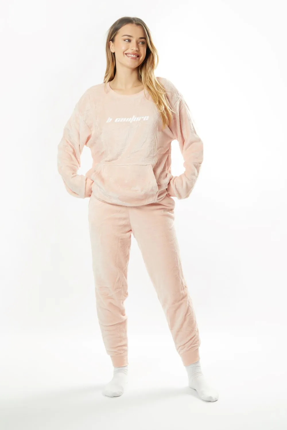Fluffy Robe & Fluffy PJ Set Bundle - Pink