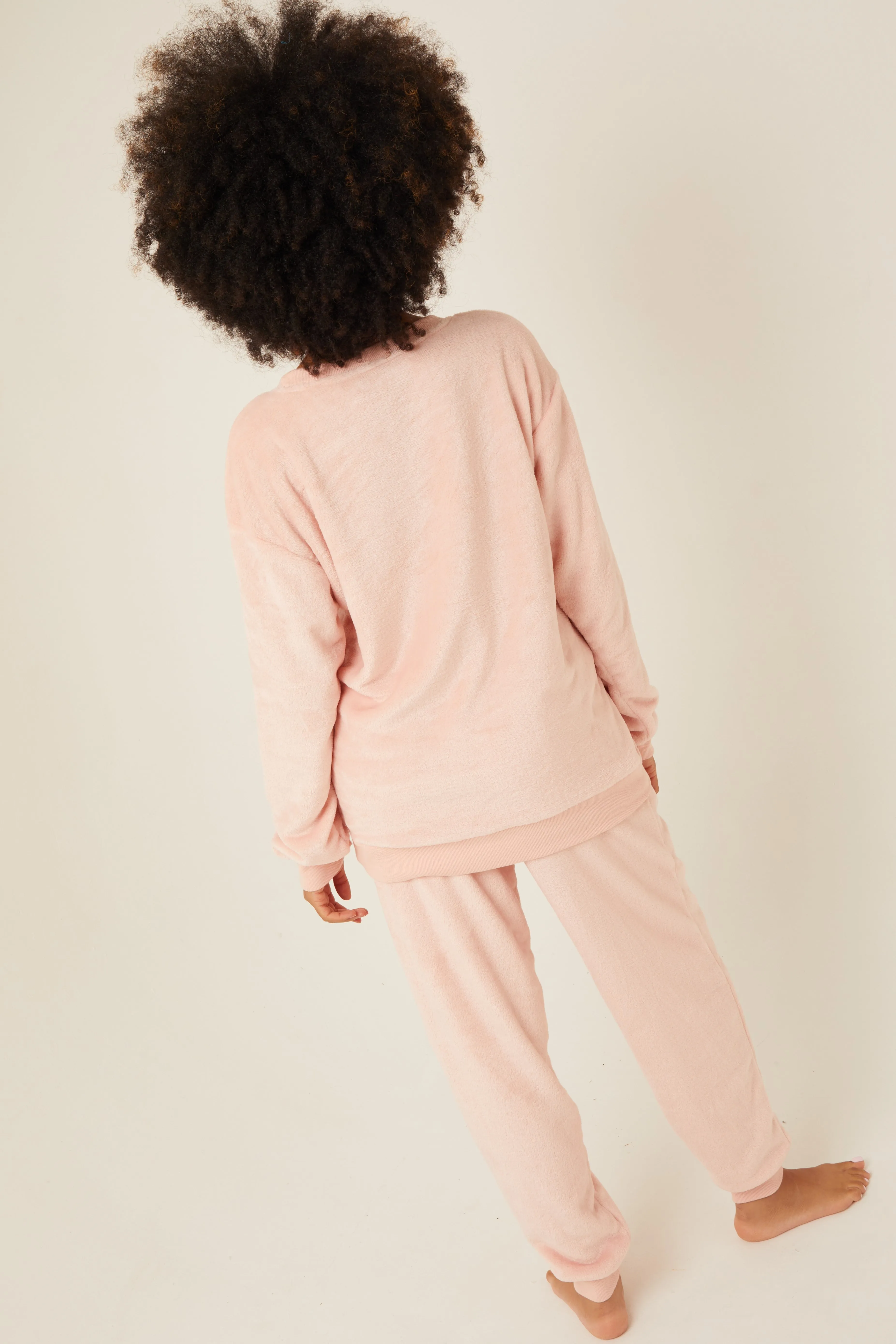 Fluffy Robe & Fluffy PJ Set Bundle - Pink