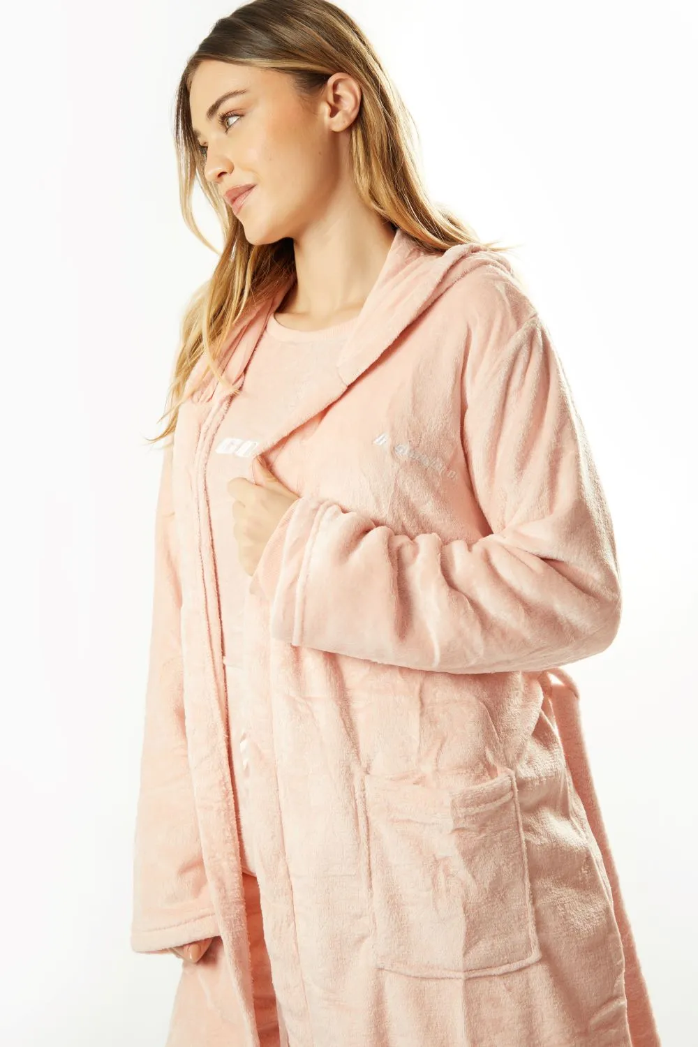 Fluffy Robe & Fluffy PJ Set Bundle - Pink