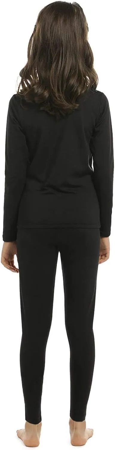 Girls Thermal Underwear Set for Kids Long Johns Fleece Lined Base Layer Top & Bottom Cold Winter Thermals