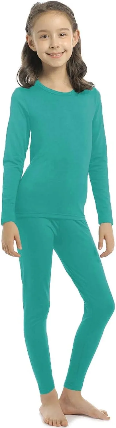 Girls Thermal Underwear Set for Kids Long Johns Fleece Lined Base Layer Top & Bottom Cold Winter Thermals