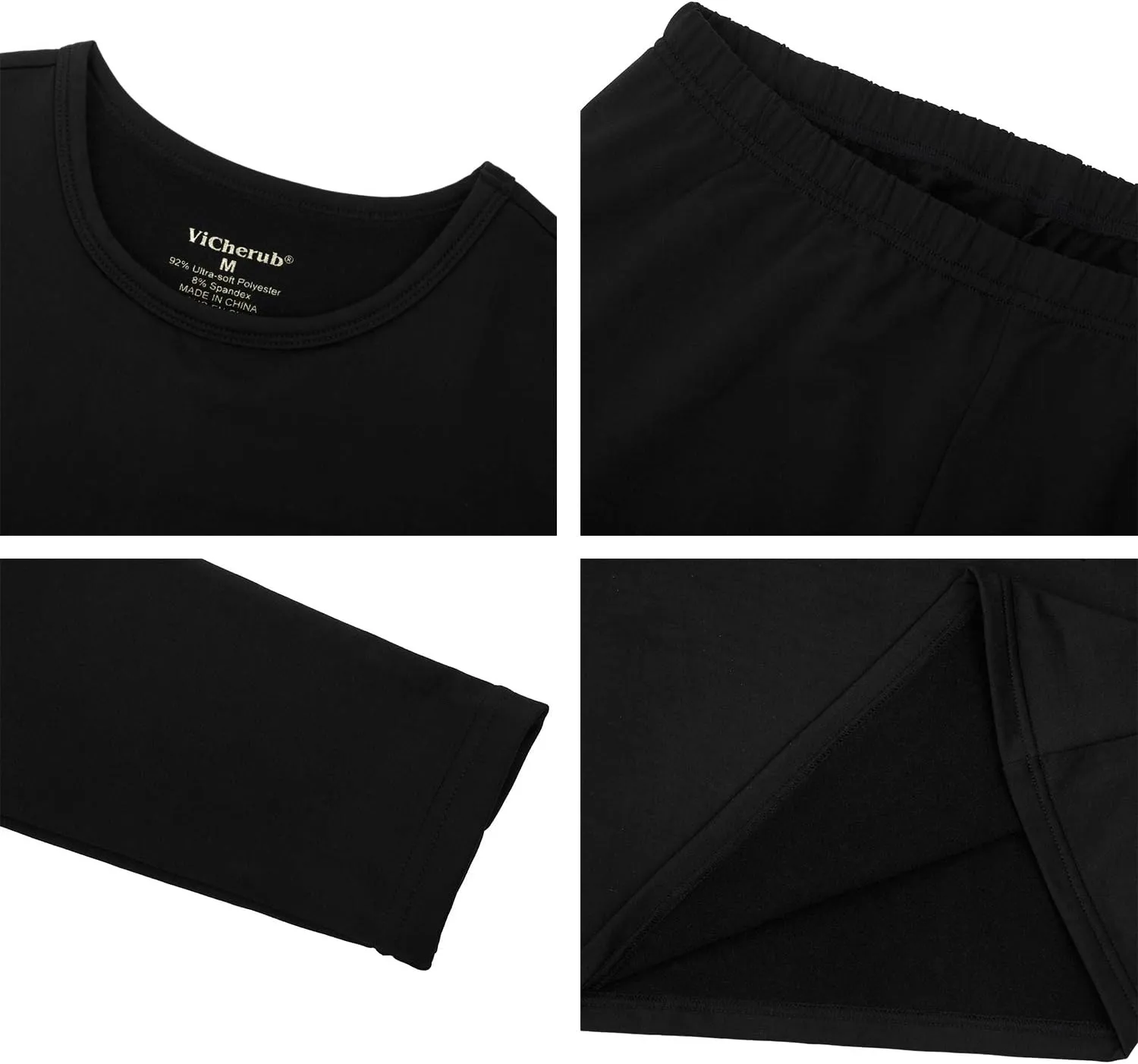Girls Thermal Underwear Set for Kids Long Johns Fleece Lined Base Layer Top & Bottom Cold Winter Thermals