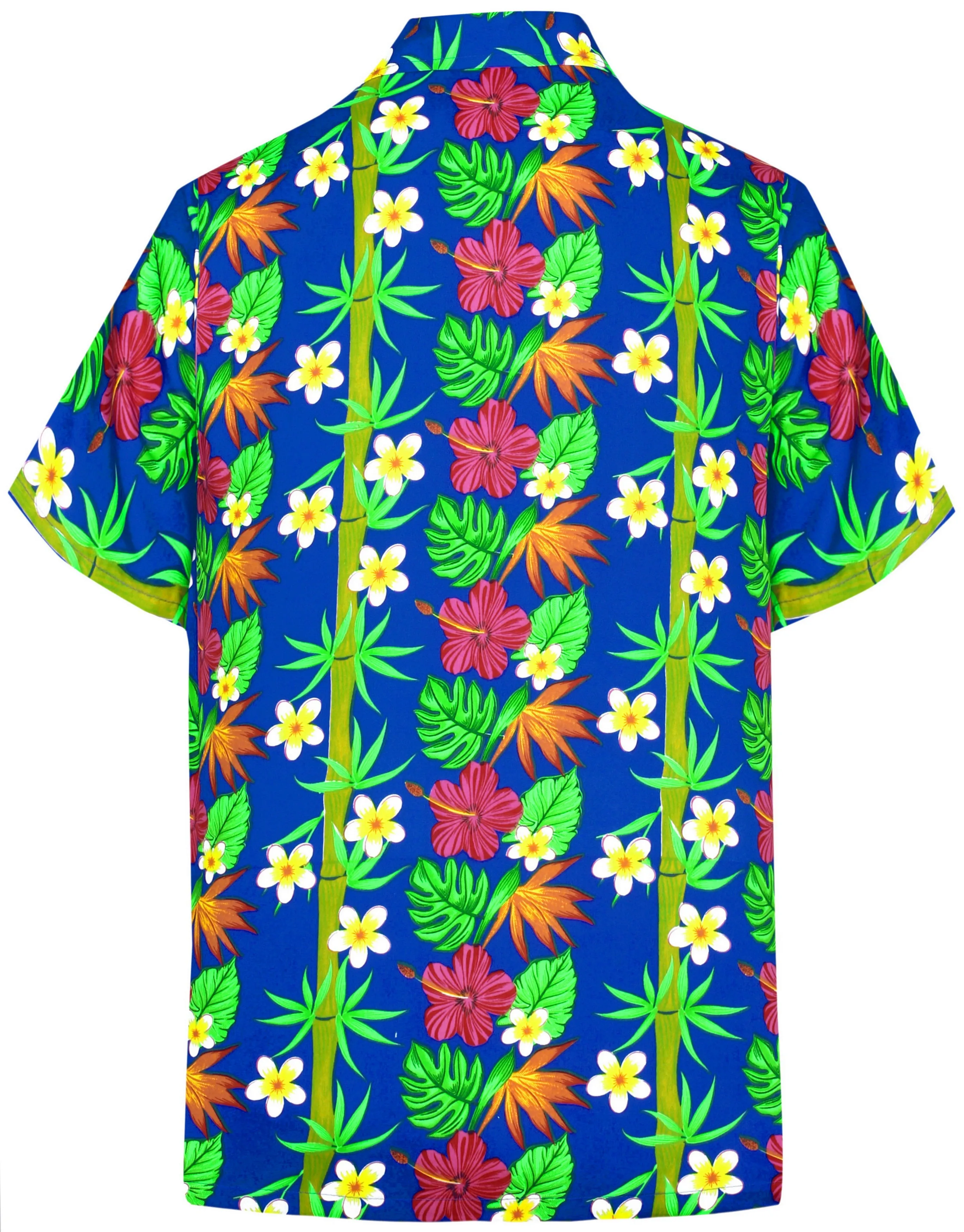 LA LEELA front Men Casual Beach hawaiian Shirt for Aloha Tropical Beach front Short sleeve Blue