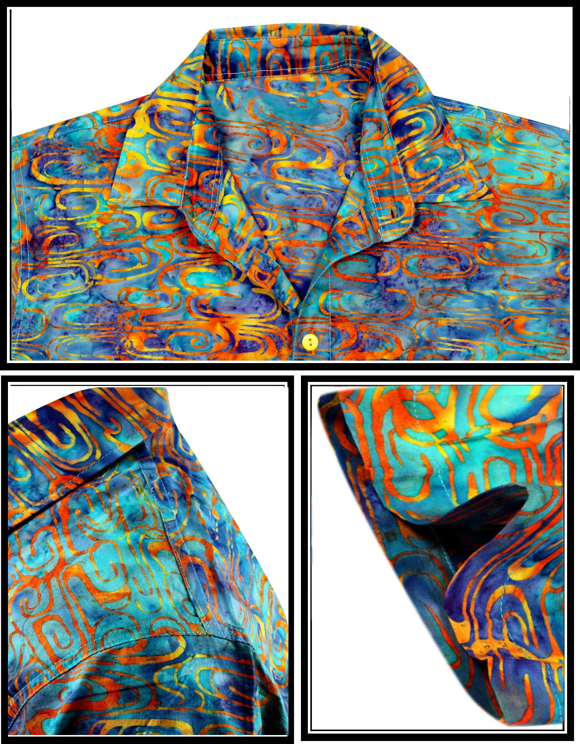 LA LEELA Men's Wear Summer Everyday Essentials Shirt 100% NATURAL COTTON  Blue Hawaiian Aloha shirt R_Blue_Turquoise_Orange