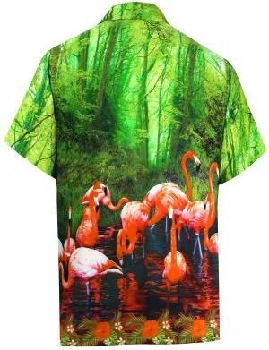 LA LEELA Shirt Casual Button Down Short Sleeve Beach Shirt Men Aloha Pocket shirt Green_W599