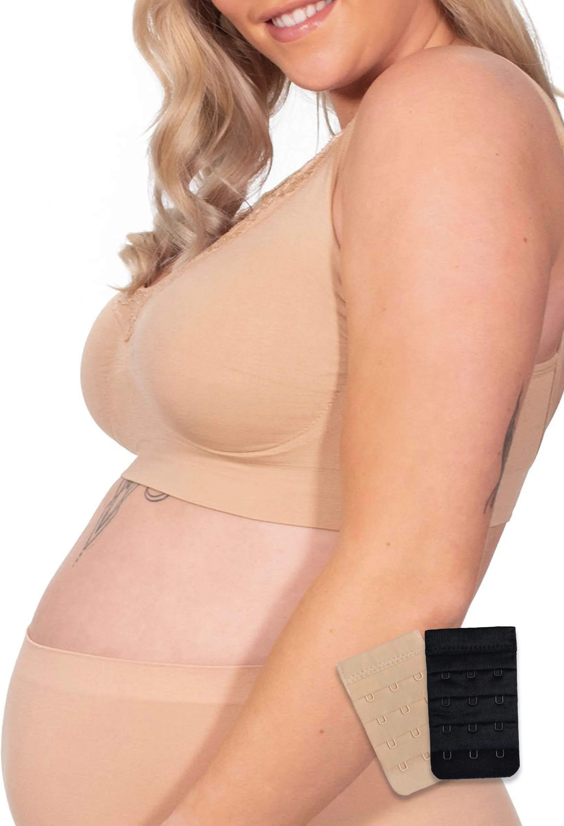 Lightweight Wire Free Pregnancy Bra   Band Extender Set