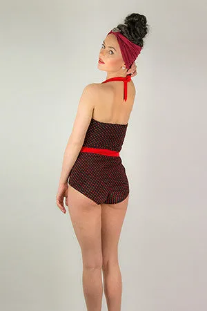 Luna Swimsuit Black Red Dots
