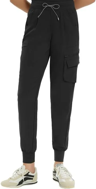 Medical Scrub Pants for Women  Mid Rise Jogger Pants with Yoga Waistband, 4-Way Stretch, Anti-Wrinkle & 8 Pockets
