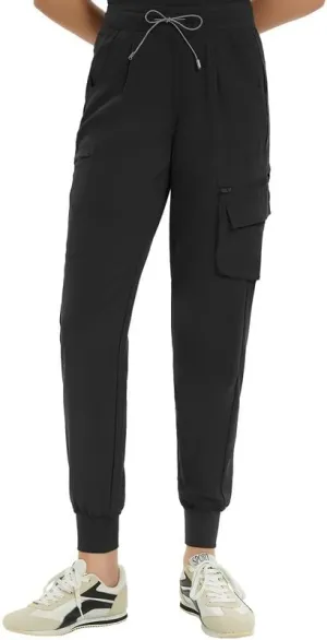 Medical Scrub Pants for Women  Mid Rise Jogger Pants with Yoga Waistband, 4-Way Stretch, Anti-Wrinkle & 8 Pockets