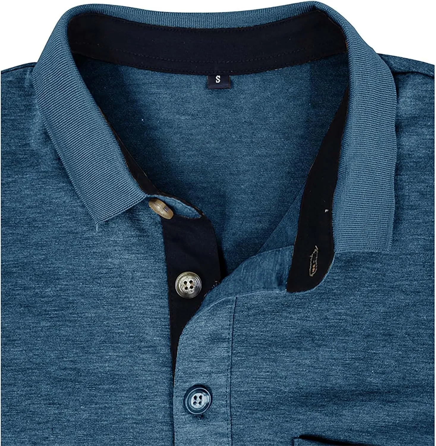 Men's 2025 Classic Fit Casual Short Sleeve Vintage Dual Tipped Collar Button Down Polo Shirt with Pocket