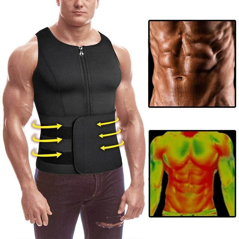 Mens Body Shaper Vest Waist Trainer Slimming Workout Under
