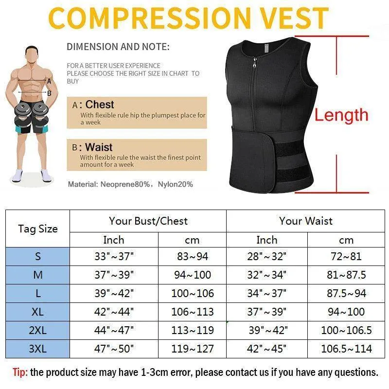 Mens Body Shaper Vest Waist Trainer Slimming Workout Under