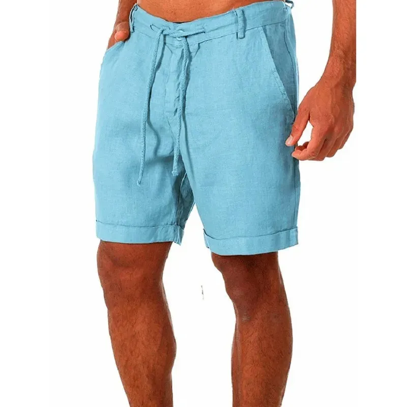 Men's Cotton Linen Shorts - Summer Streetwear with Breathable Fabric
