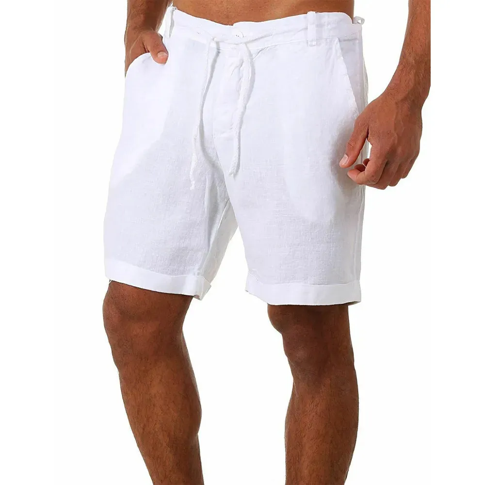 Men's Cotton Linen Shorts - Summer Streetwear with Breathable Fabric