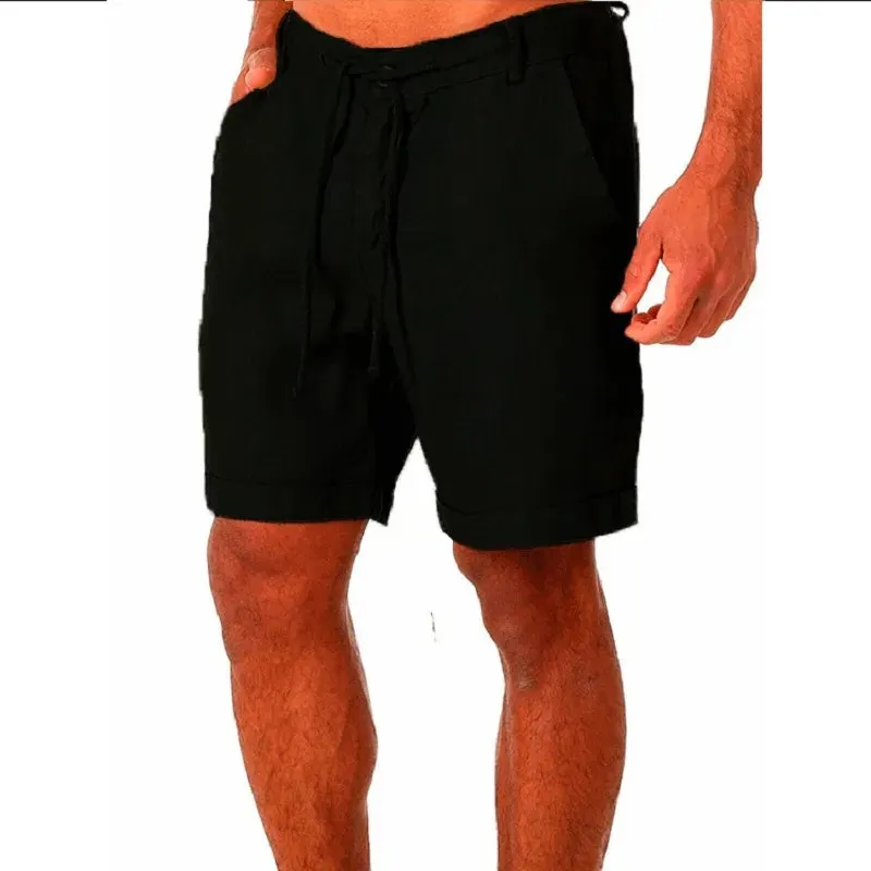 Men's Cotton Linen Shorts - Summer Streetwear with Breathable Fabric