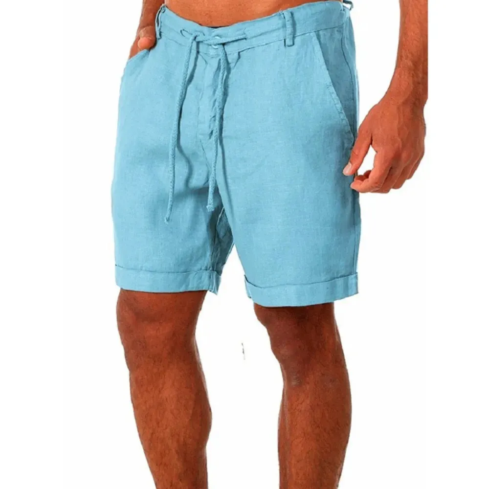 Men's Cotton Linen Shorts - Summer Streetwear with Breathable Fabric