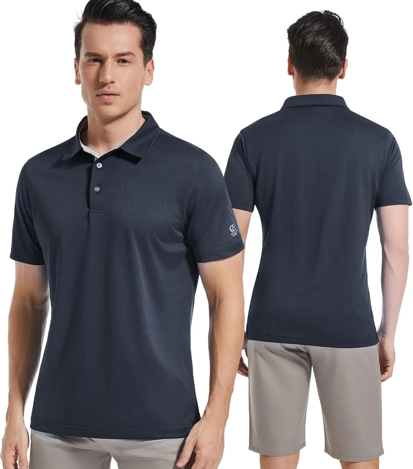 Mens Golf Shirt Short Sleeve Moisture Wicking Dry Fit Performance Solid Casual Pique Collared Golf Polo Shirts for Men