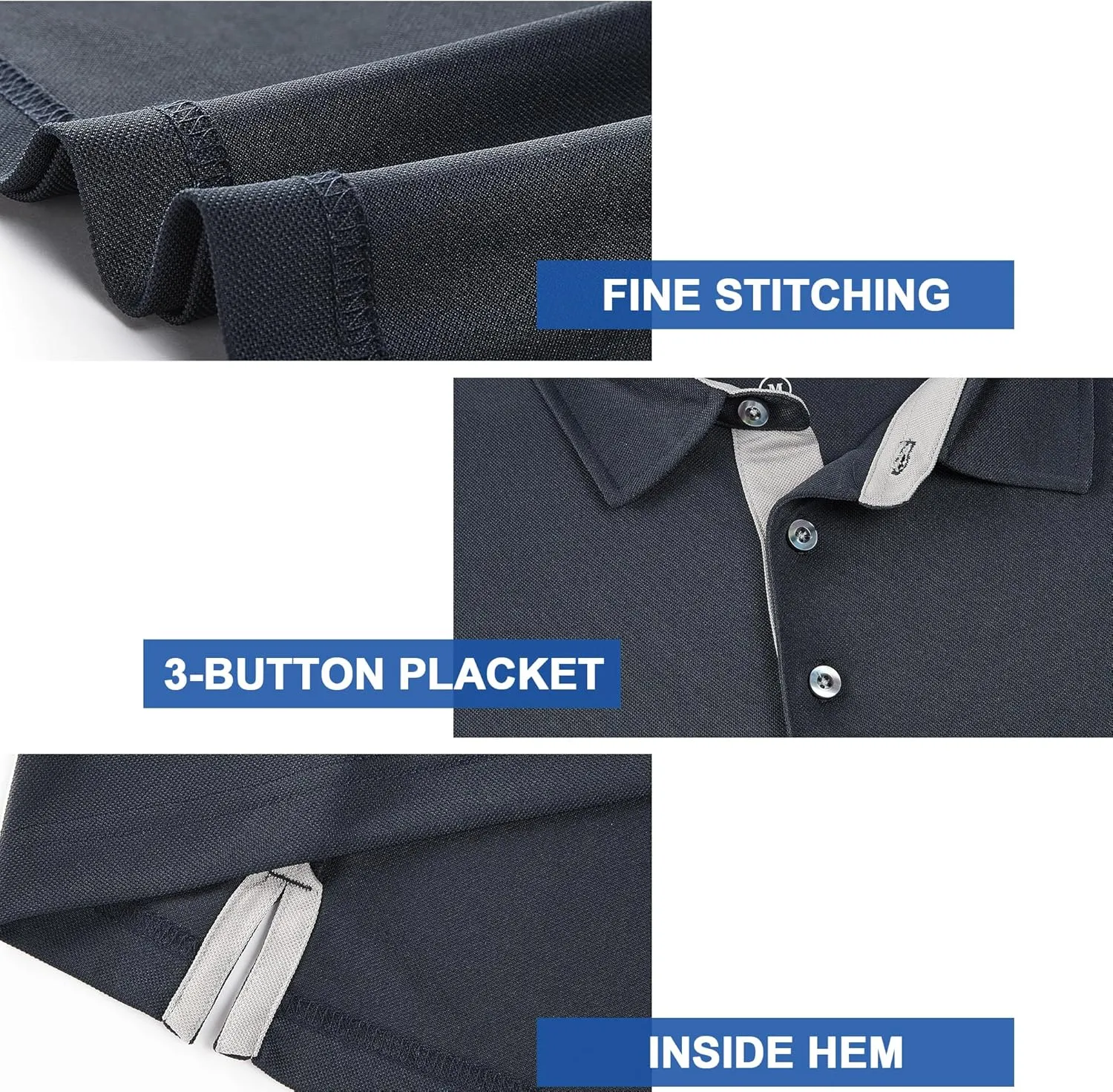 Mens Golf Shirt Short Sleeve Moisture Wicking Dry Fit Performance Solid Casual Pique Collared Golf Polo Shirts for Men