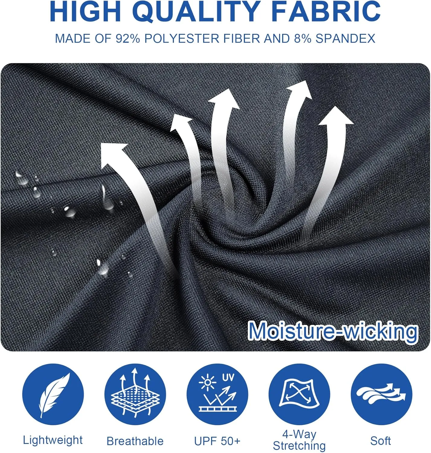 Mens Golf Shirt Short Sleeve Moisture Wicking Dry Fit Performance Solid Casual Pique Collared Golf Polo Shirts for Men