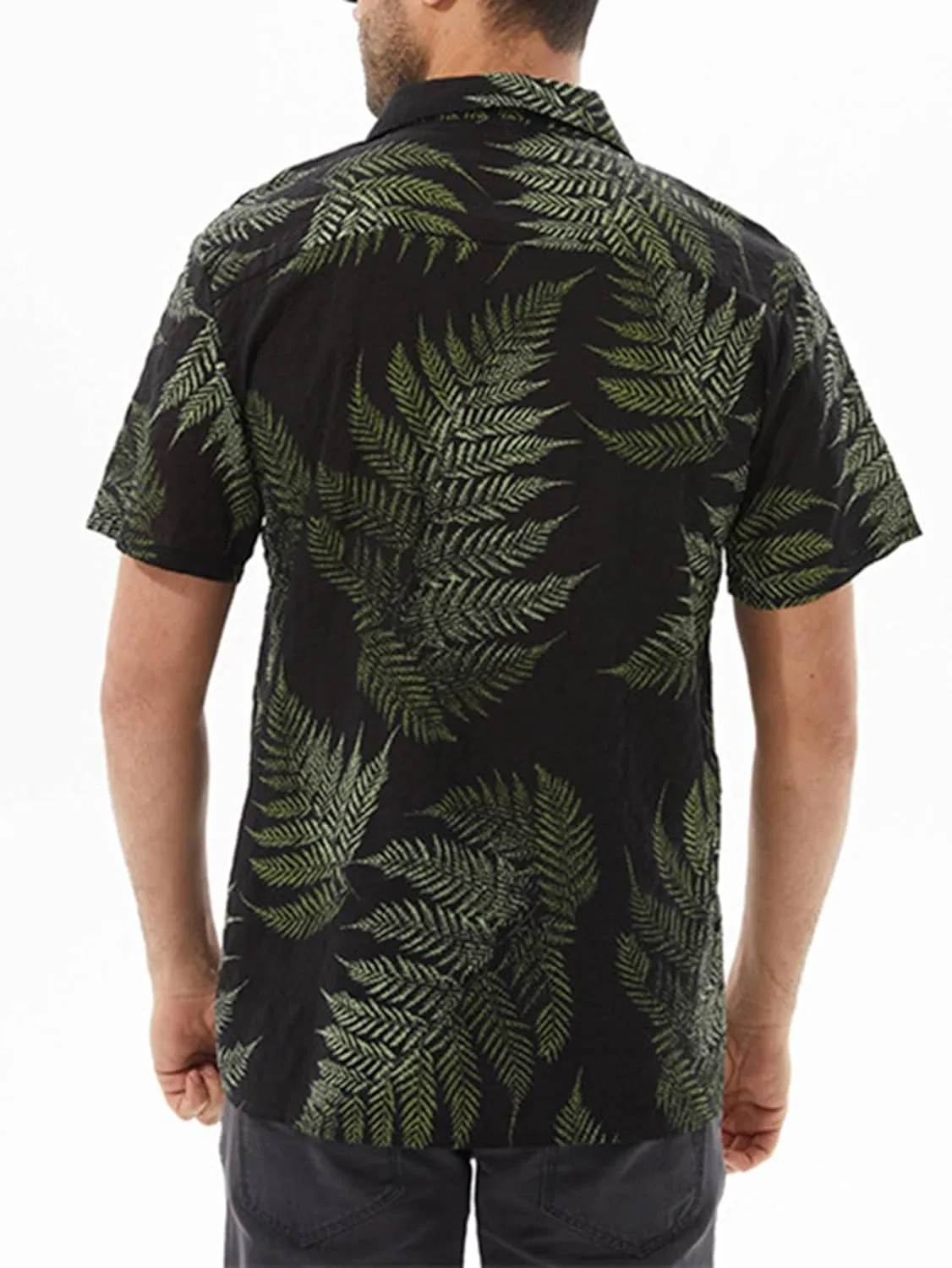 Men's Hawaiian Striped Summer Shirts Button Down Short Sleeve Casual Beach Vacation Shirt