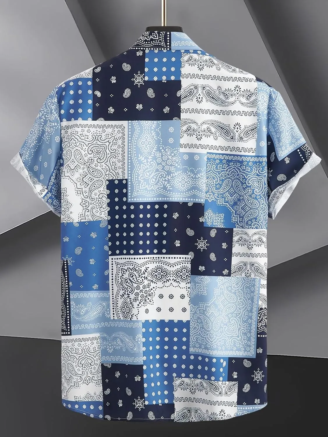 Men's Hawaiian Striped Summer Shirts Button Down Short Sleeve Casual Beach Vacation Shirt