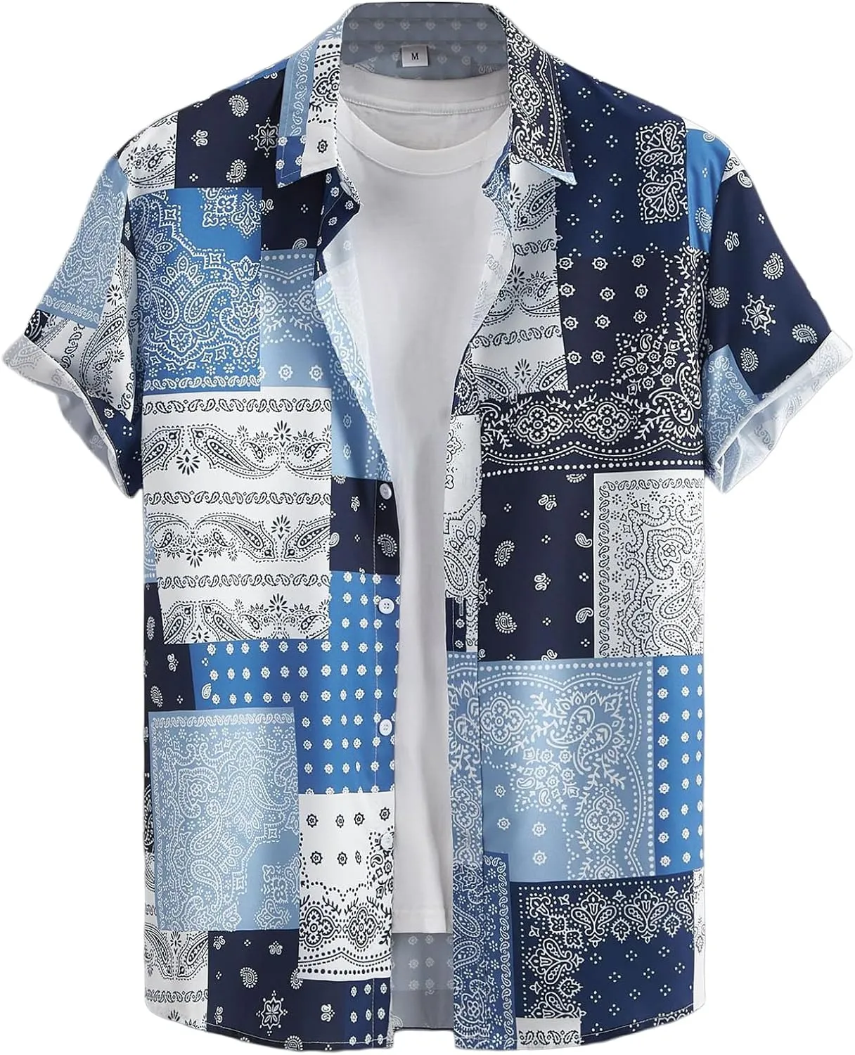 Men's Hawaiian Striped Summer Shirts Button Down Short Sleeve Casual Beach Vacation Shirt