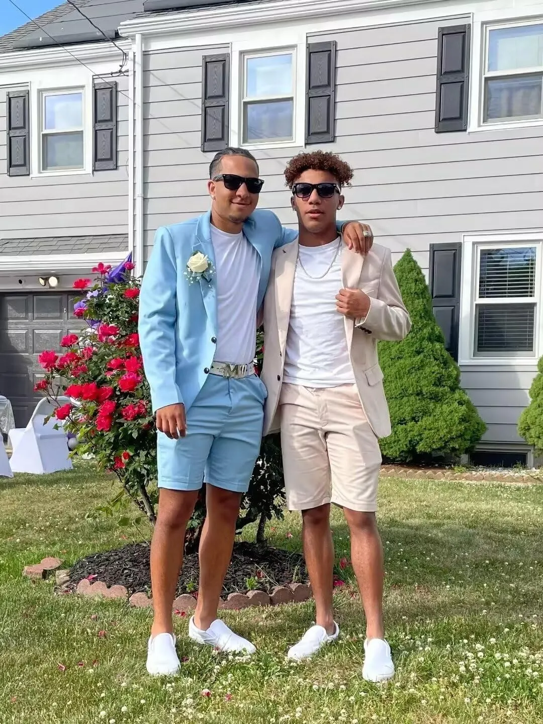 Men's Linen 2 Piece Suit Slim Fit Casual Summer Beach Wedding Shorts Suits Blazer Shorts Set