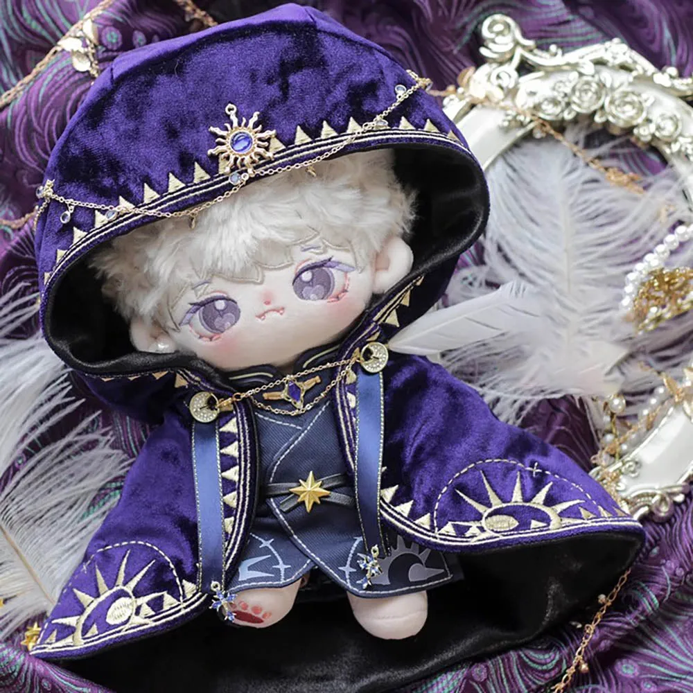 niannyyhouse 20cm Plush Doll Clothes Purple Magic Cloak Robe Belt Pants Priest Outfit 8in Dolls Dress Up Accessories