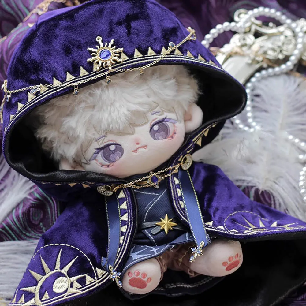 niannyyhouse 20cm Plush Doll Clothes Purple Magic Cloak Robe Belt Pants Priest Outfit 8in Dolls Dress Up Accessories