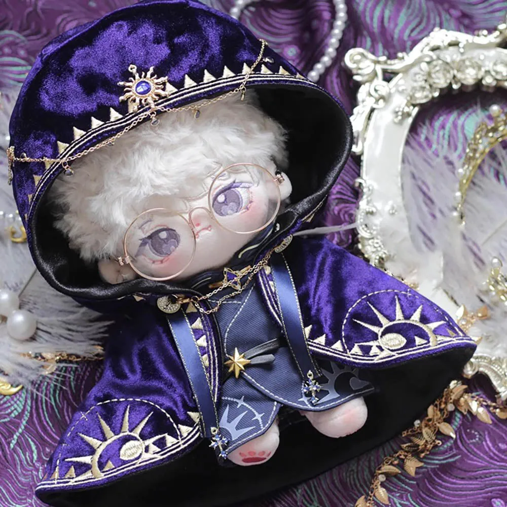 niannyyhouse 20cm Plush Doll Clothes Purple Magic Cloak Robe Belt Pants Priest Outfit 8in Dolls Dress Up Accessories