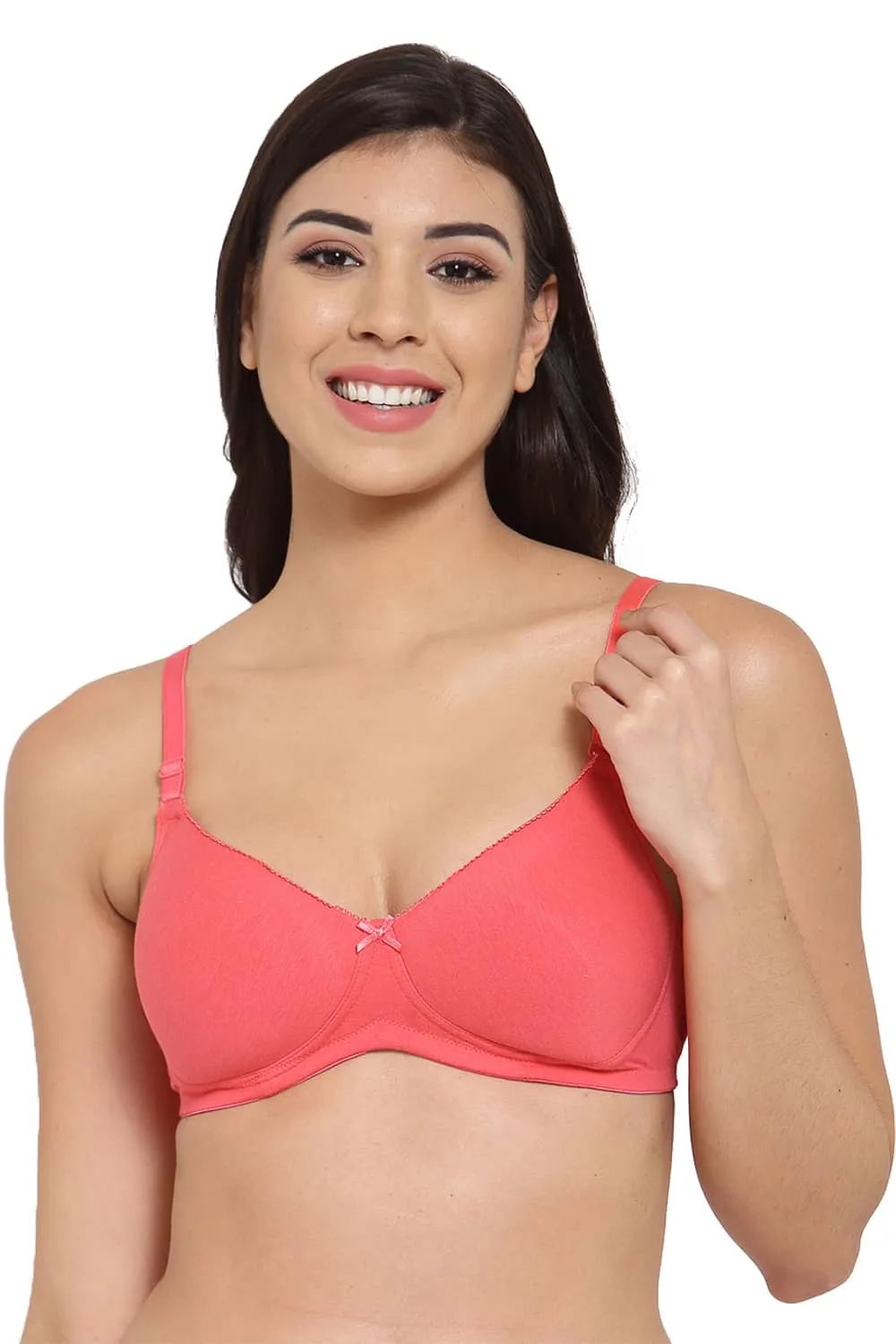 Organic Cotton Antimicrobial Padded t-shirt Bra-ISB104-Bright Pink-