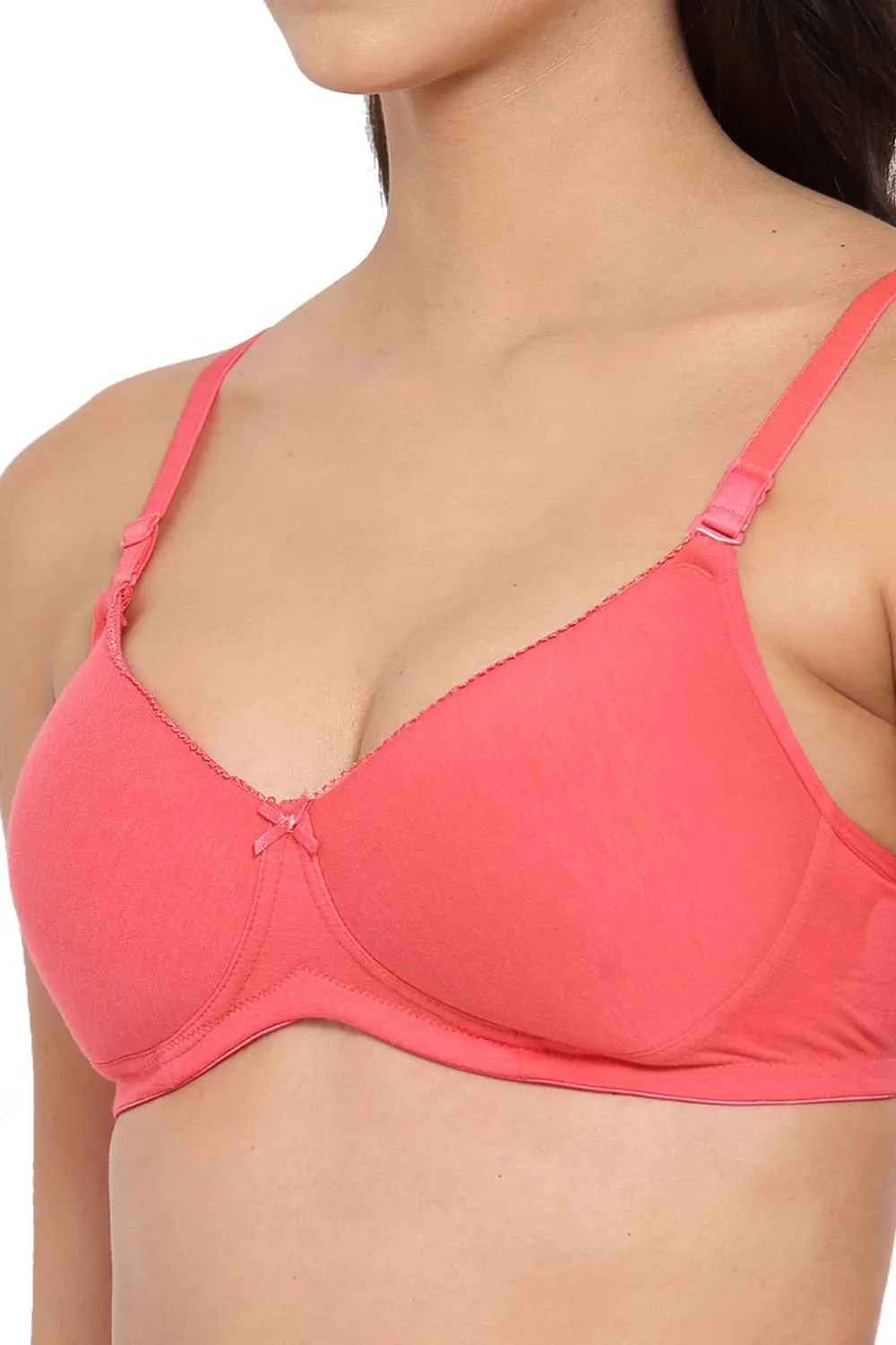 Organic Cotton Antimicrobial Padded t-shirt Bra-ISB104-Bright Pink-