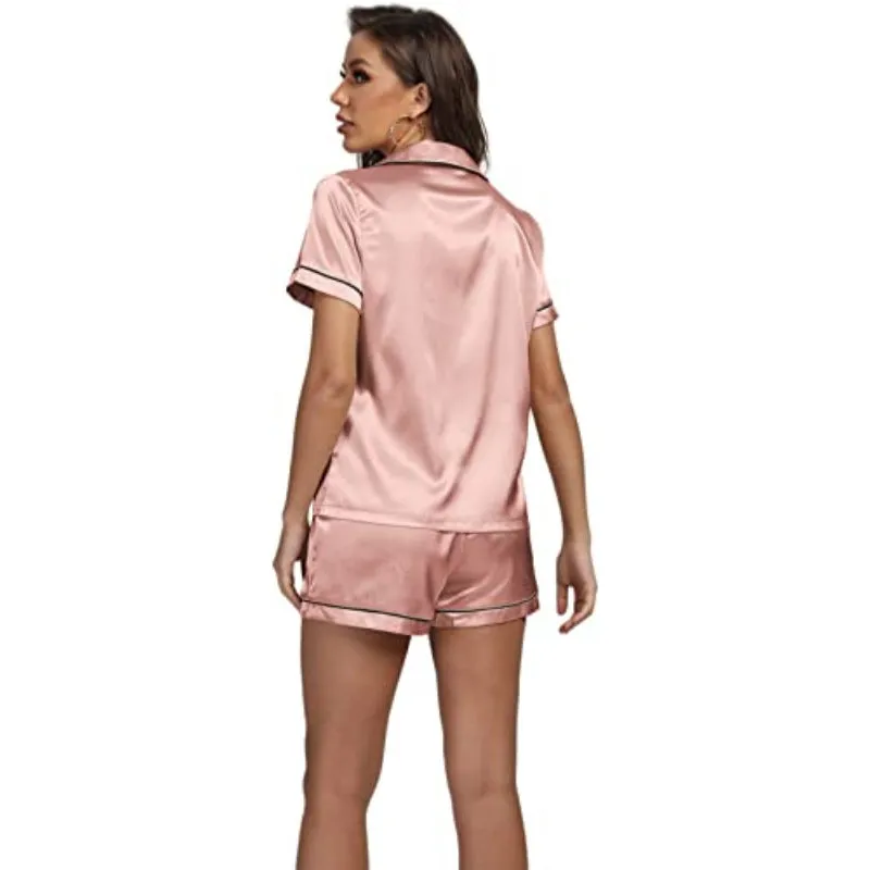Plain Pajamas Set Short Sleeve With Shorts
