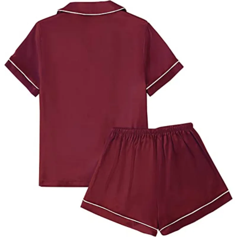 Plain Pajamas Set Short Sleeve With Shorts
