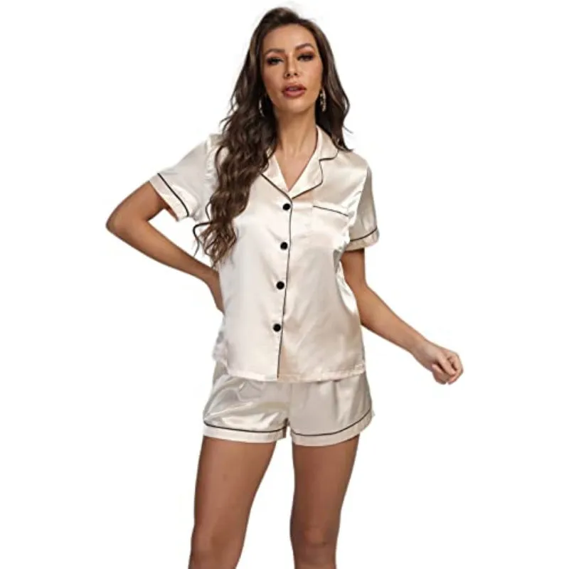 Plain Pajamas Set Short Sleeve With Shorts