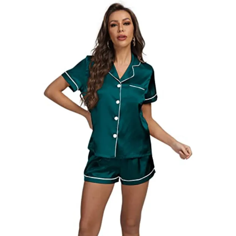 Plain Pajamas Set Short Sleeve With Shorts